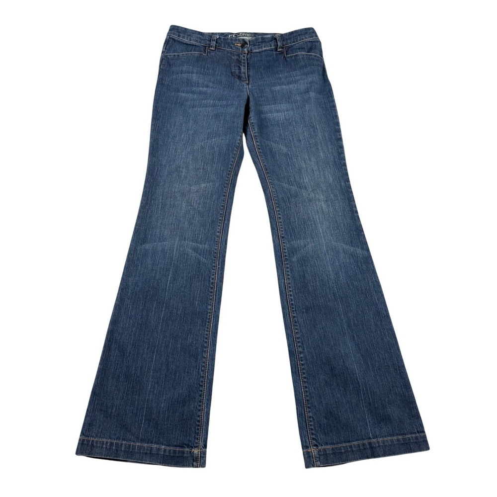 New York & Company Skinny Flare Jeans Blue Low Rise Size 6 Tall Denim